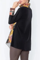 IC Collection Geo Print Zip Up Swing Top-IC-5094T