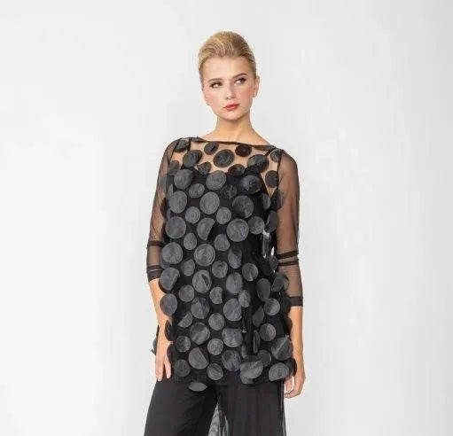 IC Collection Two Piece Long Sleeve Spiral Mesh Top-IC-4694T