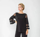 IC Collection Split Mesh Sleeve Top-IC-4896T-DUP