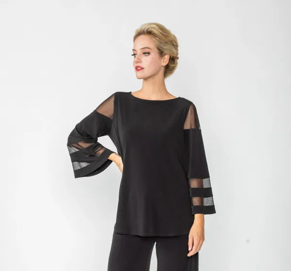 IC Collection Split Mesh Sleeve Top-IC-4896T-DUP