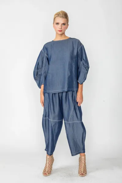 IC Collection Funky Denim Top-IC-6034T