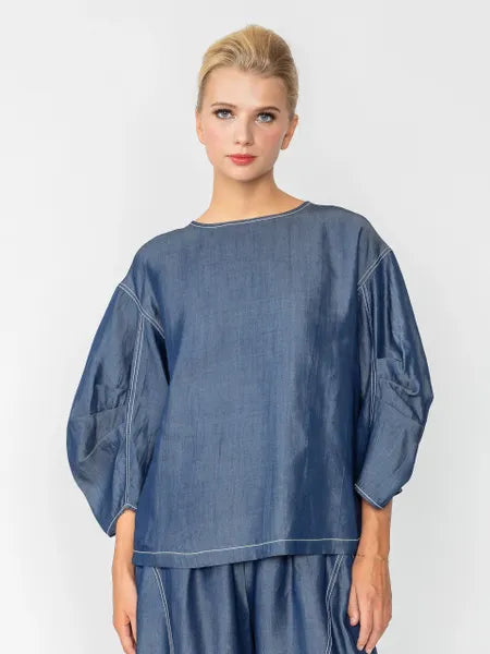 IC Collection Funky Denim Top-IC-6034T