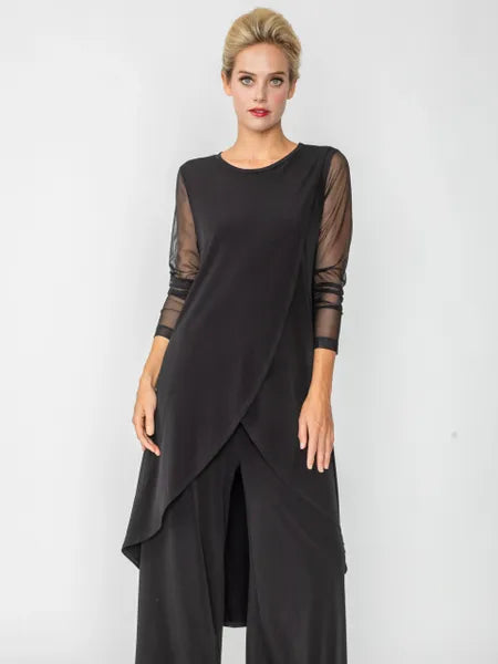 IC Collection Mesh Sleeve Elegant High Low Tunic-IC-4661T