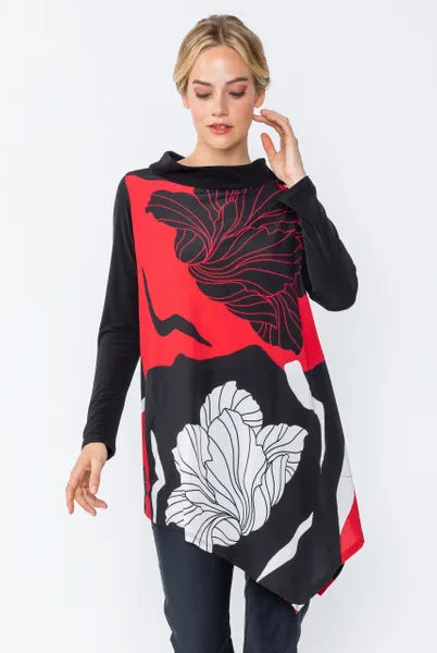 IC Collection Floral Print Asymmetric Bateau Neck Tunic | Unique Apparel USA