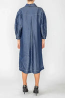 IC Collection Tencel Denim Button Down Shirt Dress-IC-6047D