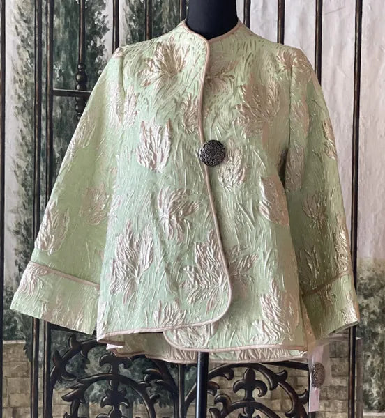 IC Collection Floral Embossed Single Button Jacket-IC-4678J