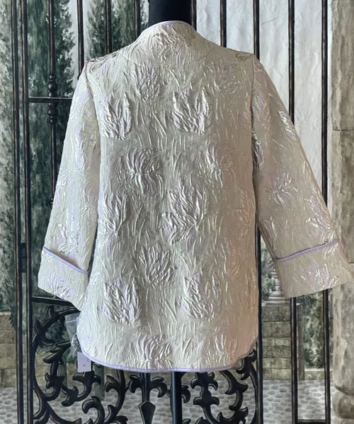 IC Collection Floral Embossed Single Button Jacket-IC-4678J