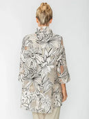 IC Collection Mesh Floral Sketch Wire Collar Top-IC-6136T