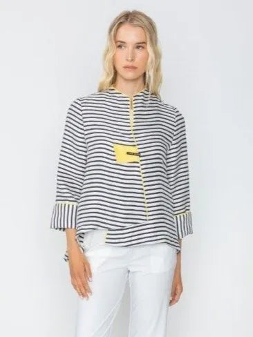 IC Collection Single Button Striped Jacket-IC-5641J