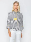 IC Collection Single Button Striped Jacket-IC-5641J