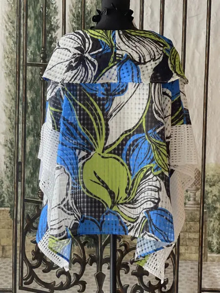 IC Collection Floral Cowl Neck Poncho Top-IC-4667T