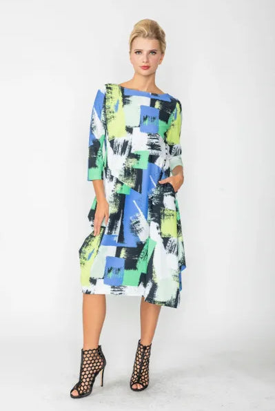 IC Collection Brush Stroke Boat Neck Dress | Unique Apparel USA