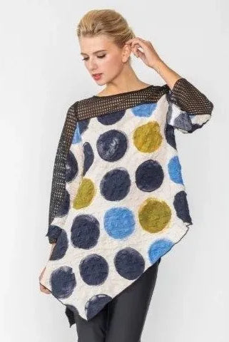 IC Collection Asymmetrical Polka Dot Top | Unique Apparel USA