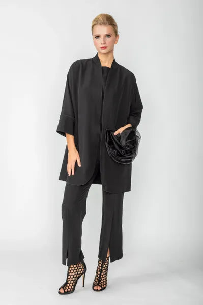 IC Collection Rosette Pocket Open Front Jacket-IC-6130J