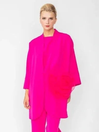 IC Collection Rosette Pocket Open Front Jacket-IC-6130J