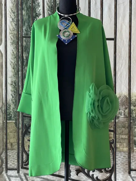 IC Collection Rosette Pocket Open Front Jacket-IC-6130J