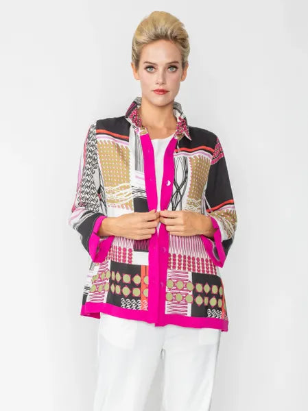 IC Collection Patchwork Blouse-IC-6042B