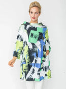 IC Collection Brush Stroke Boat Neck Tunic-IC-4720T