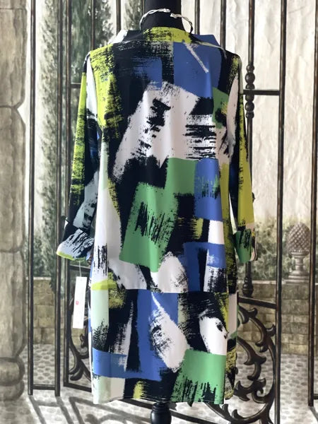 IC Collection Brush Stroke Boat Neck Tunic-IC-4720T