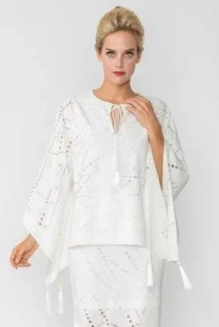 IC Collection Laser Cut Tassel Tie Poncho Top | Unique Apparel USA