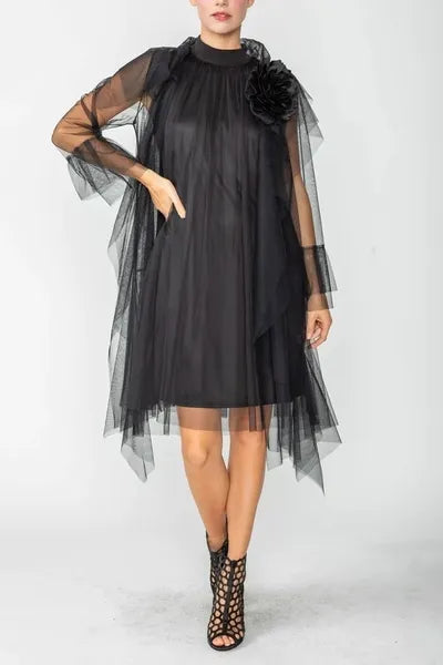 IC Collection Rosette Chiffon Layered Jacket-IC-5861J