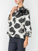 IC Collection Black Floral Jacket With Detachable Flower-IC-6128J