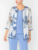 IC Collection Sheer Floral Open Jacket-IC-4841J