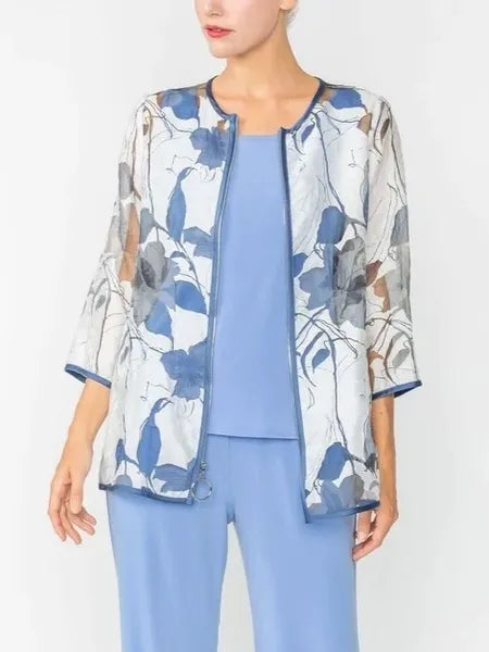 IC Collection Sheer Floral Open Jacket-IC-4841J