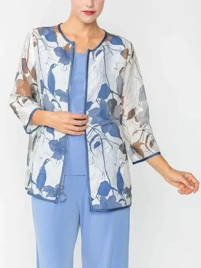 IC Collection Sheer Floral Open Jacket-IC-4841J