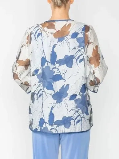 IC Collection Sheer Floral Open Jacket-IC-4841J