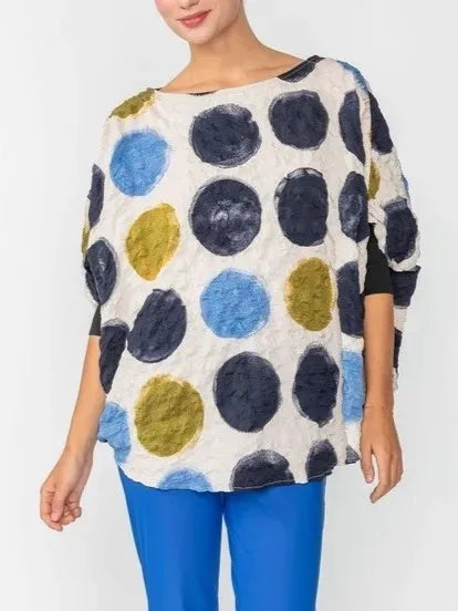 IC Collection Crinkle Polka Dot Poncho-IC-6113T