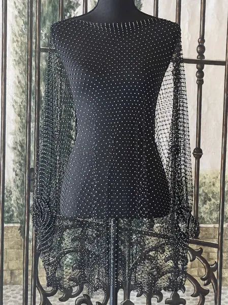 Gardy Long Rhinestone Mesh Top-9812