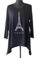 Gardy Rhinestone Paris Graphic Asymmetrical Top-8200