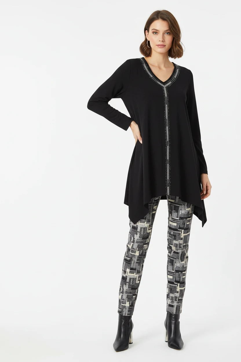 Gardy Rhinestone Striped Tunic-8983