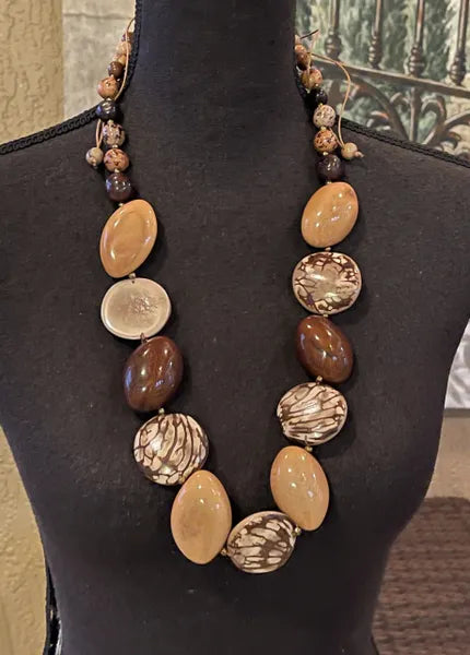 Tagua Handmade Esther Natural Tones Necklace-LC394-CH-CF