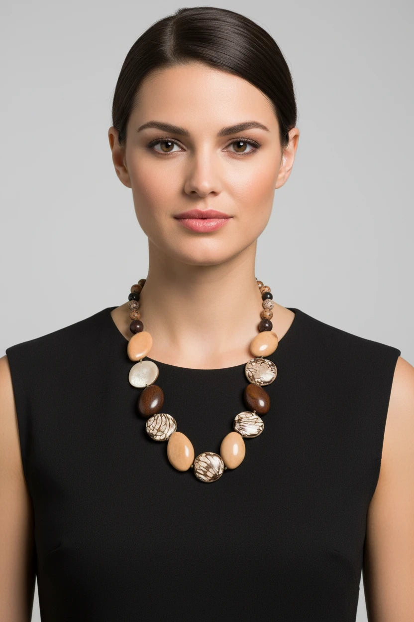 Tagua Handmade Esther Natural Tones Necklace-LC394-CH-CF