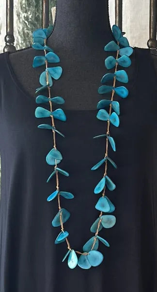 Tagua Handmade Slice Necklace-SC410-TQ