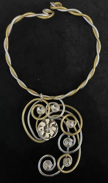 Jeff Lieb Silver & Gold Spiral Necklace-19243