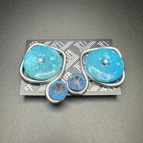Jeff Lieb Aqua Crystal Earring-21074