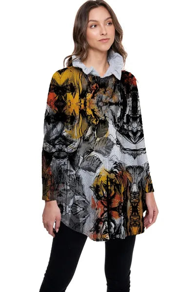 Et'Lois Graphic Button Down Jacket-H6900P