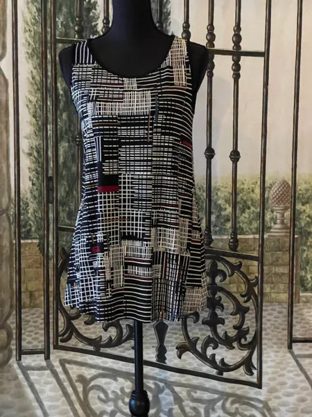 Sun Kim Print Sleeveless Tunic-SK106P