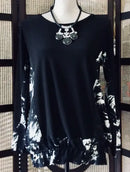 Sun Kim Drawstring Scrunch Bottom Tunic Top-SK544P