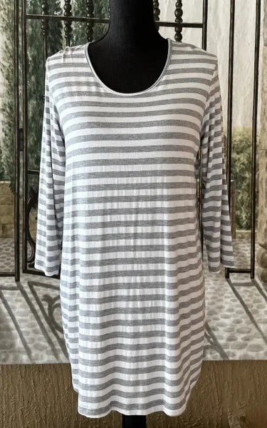 Comfy USA Striped Three Quarter Top-M700