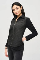 Heavy Knit Jacket With Quilted Front-JR-243213