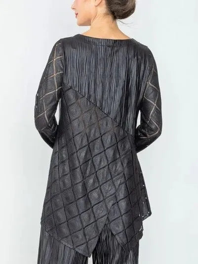 IC Collection Asymmetrical Mixed Media Tunic-IC-6634T