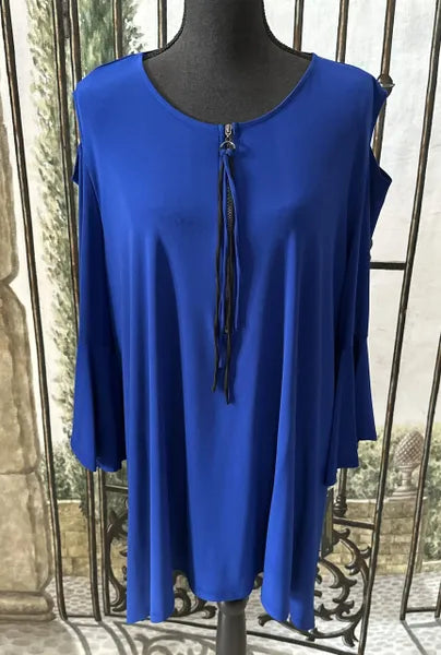 IC Collection Open Shoulder Zipper Front Tunic-IC-1094T