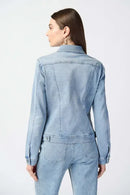 Joseph Ribkoff Fitted Denim Jacket With Allover Rhinestones-241914