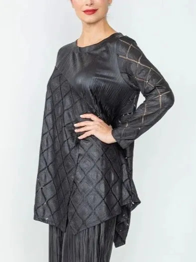 IC Collection Asymmetrical Mixed Media Tunic-IC-6634T