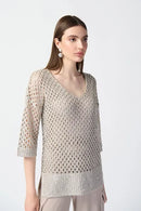 Joseph Ribkoff Open Stitch Sweater with Sequins-241922-DUP