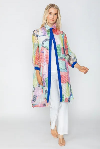 IC Collection Long Mesh Button Down Blouse/Jacket | Unique Apparel USA
